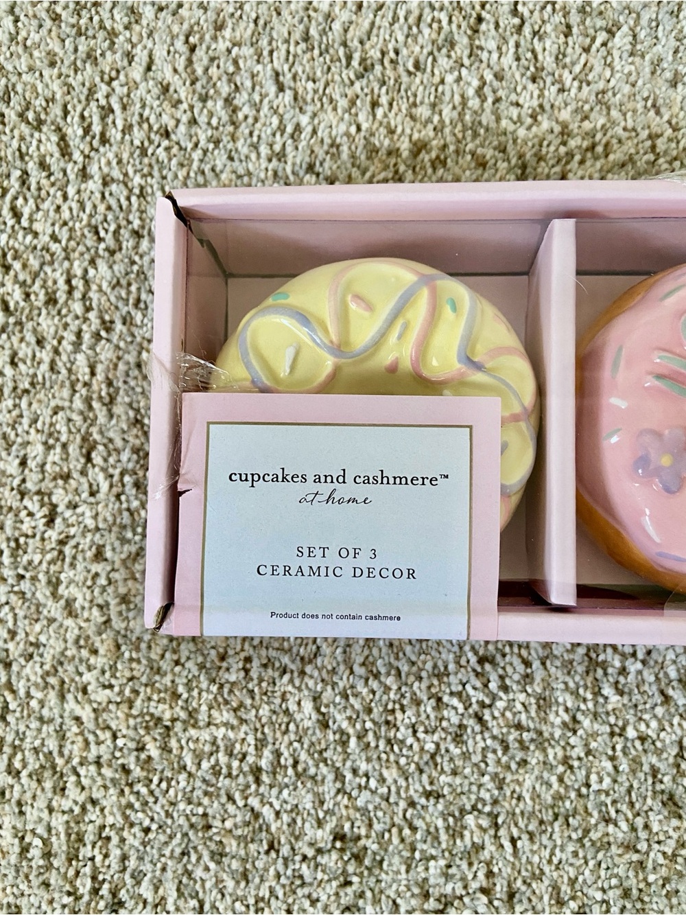 NWT Cupcakes & Cashmere Set of 3 Ceramic Decor Easter Spring Donuts - Picture 2 of 10